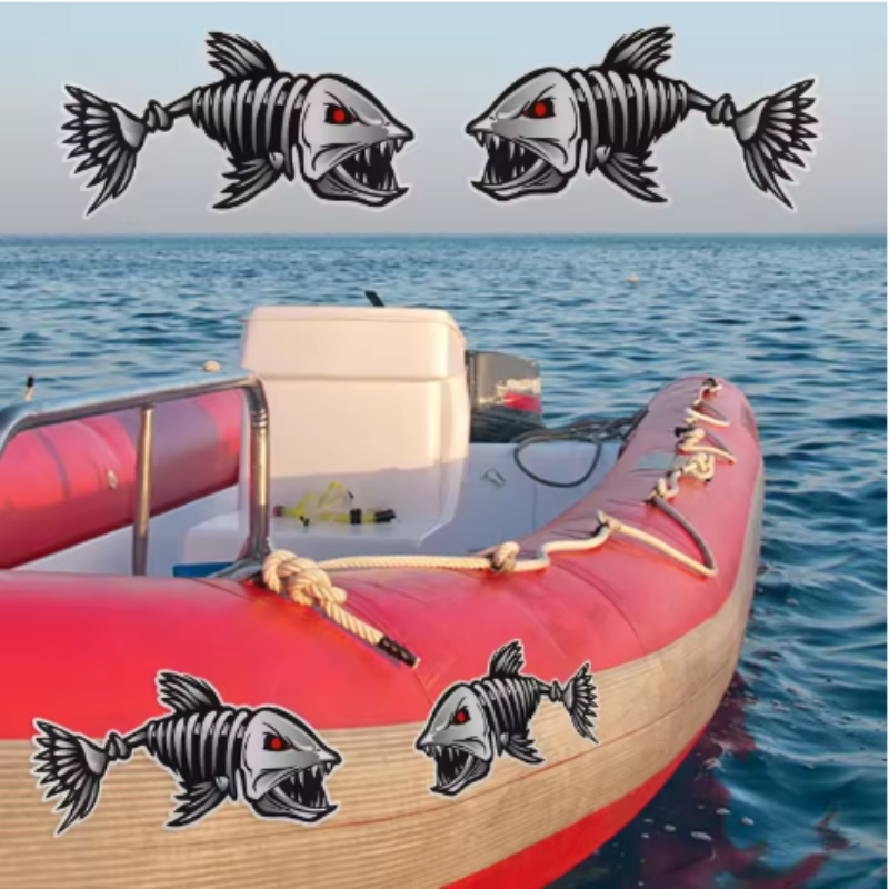 Fishing Boat Anchor - 1Pair Fish Skeleton Boat Sticker Waterproof