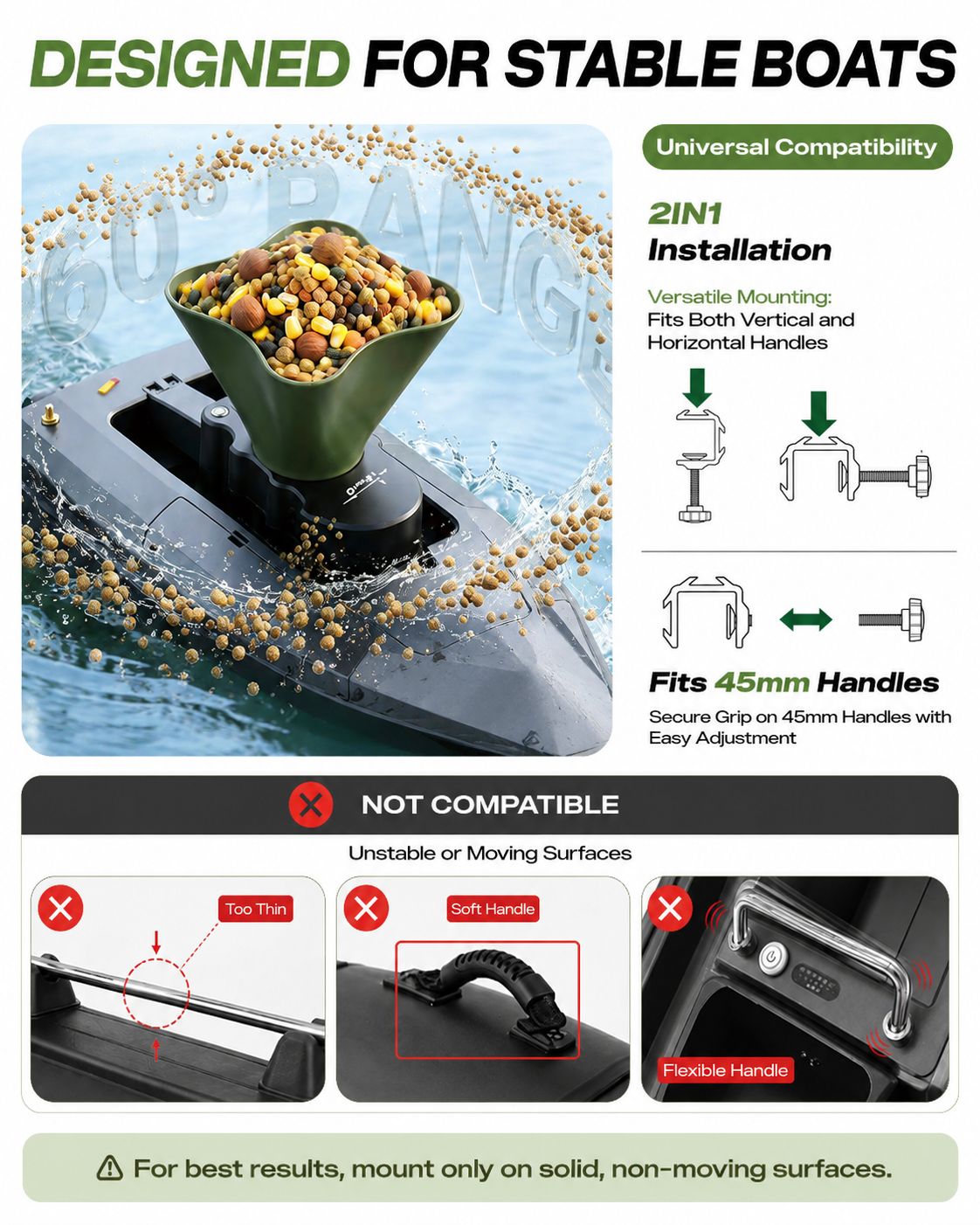 360° Rotating Bait Dispenser & - Fishing Boat Anchor Winch 评论和价格