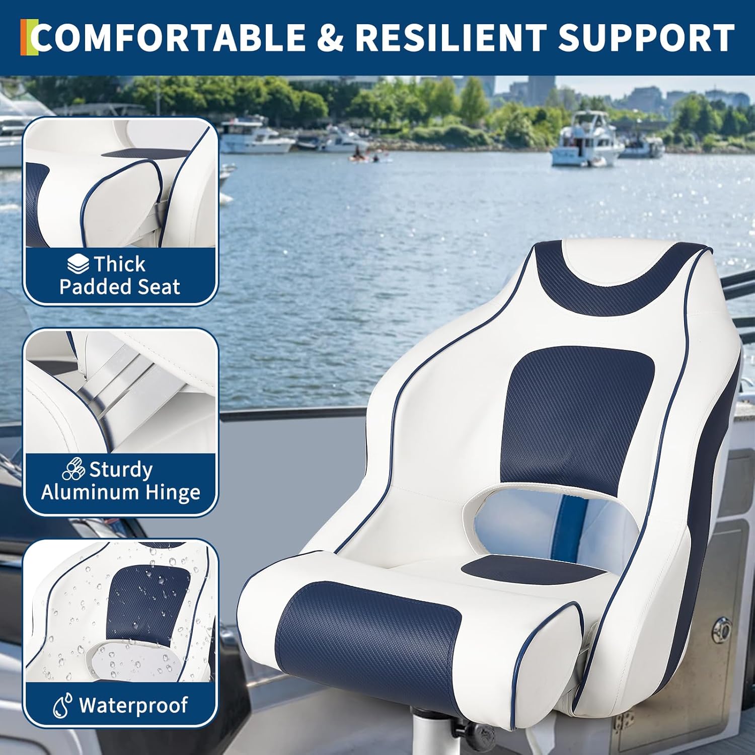 High Back Boat Seat with Flip- - Fishing Boat Trailer 评论和价格