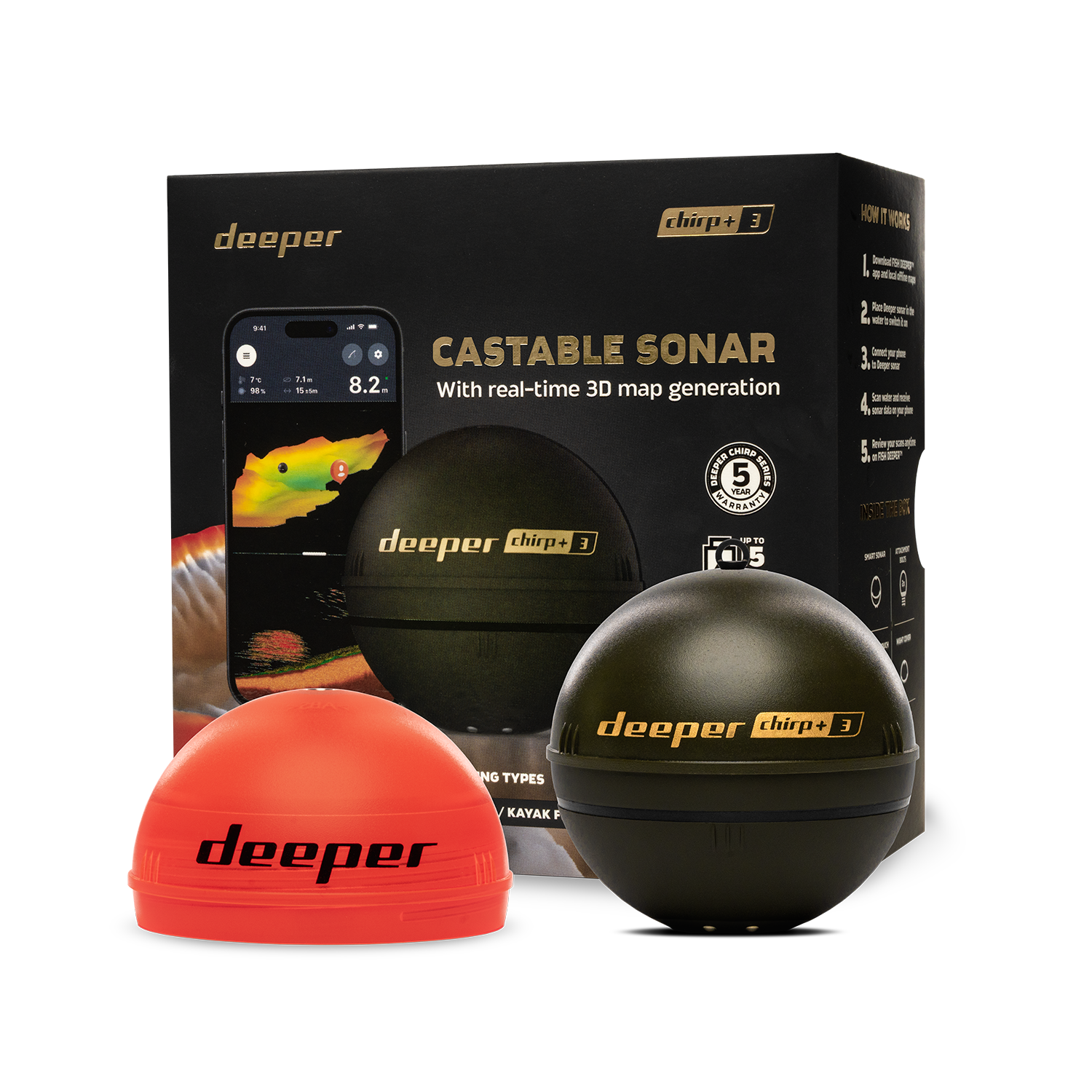 Deeper Smart Sonar Chirp+3 Fis - Fishing Boat Depth Finder 评论和价格