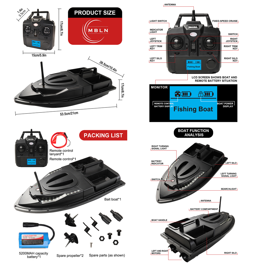 Brand,Fishing Bait Boat,Dual M - Fishing Boat Trolling Motor 评论和价格