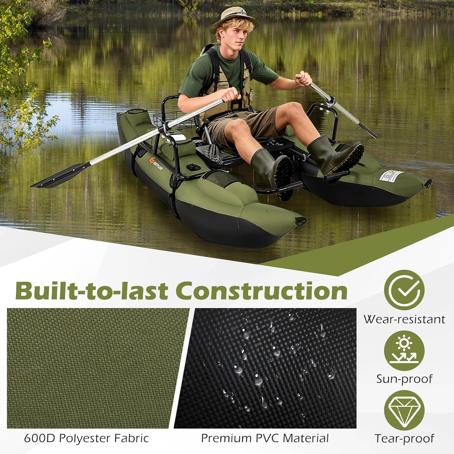 Adult Inflatable Belly Boat wi - Fishing Boat Inflatable 评论和价格