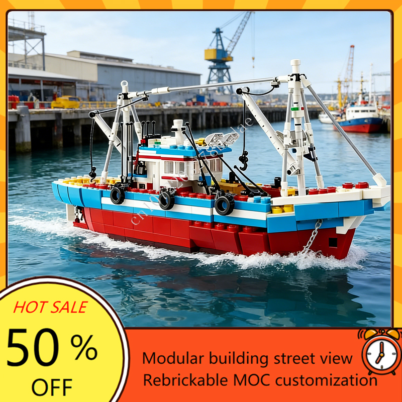 Custom 1600PCS Modular MOC-910 - Fishing Boat Trailer 评论和价格