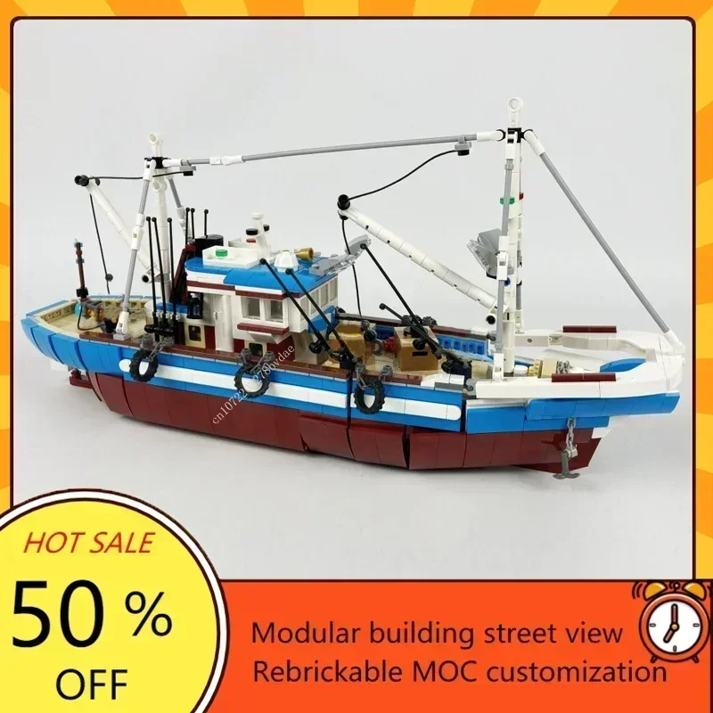 Custom 1600PCS Modular MOC-910 - Fishing Boat Trailer 评论和价格